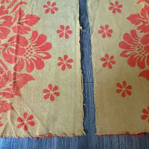 VTG Set of 4 St. Marys orange 100% cotton floral reversible bath hand towels MCM